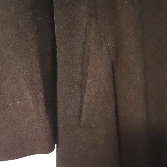 Vintage EINIGER Black Wool, Button-Down Fur Trim Collar Swing Coat Sears - Picture 4 of 9